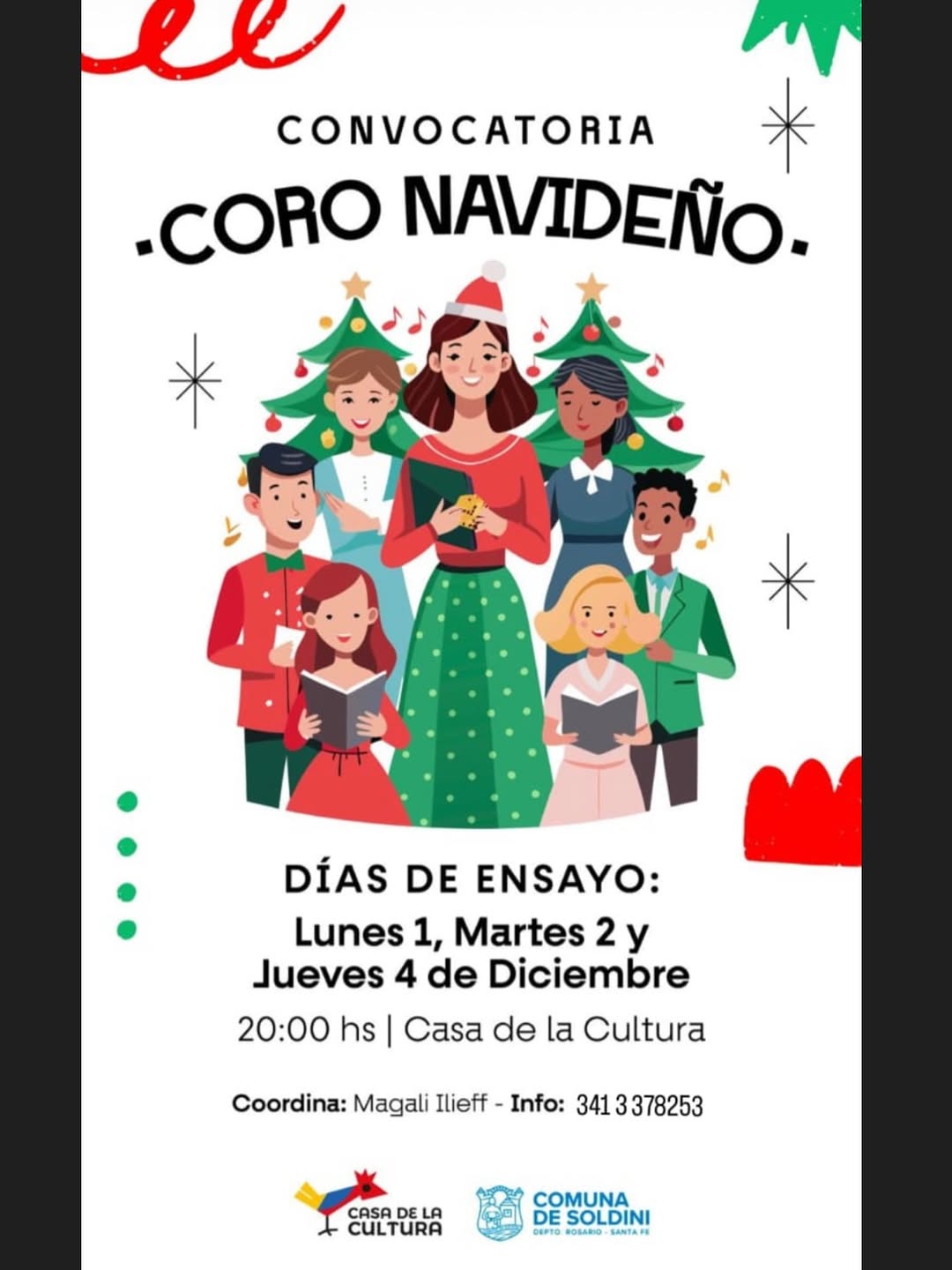Te gustaría sumarte al Coro que participará en el tradicional encendido del arbolito de nuestra plaza? Te esperamos! 🎄✨