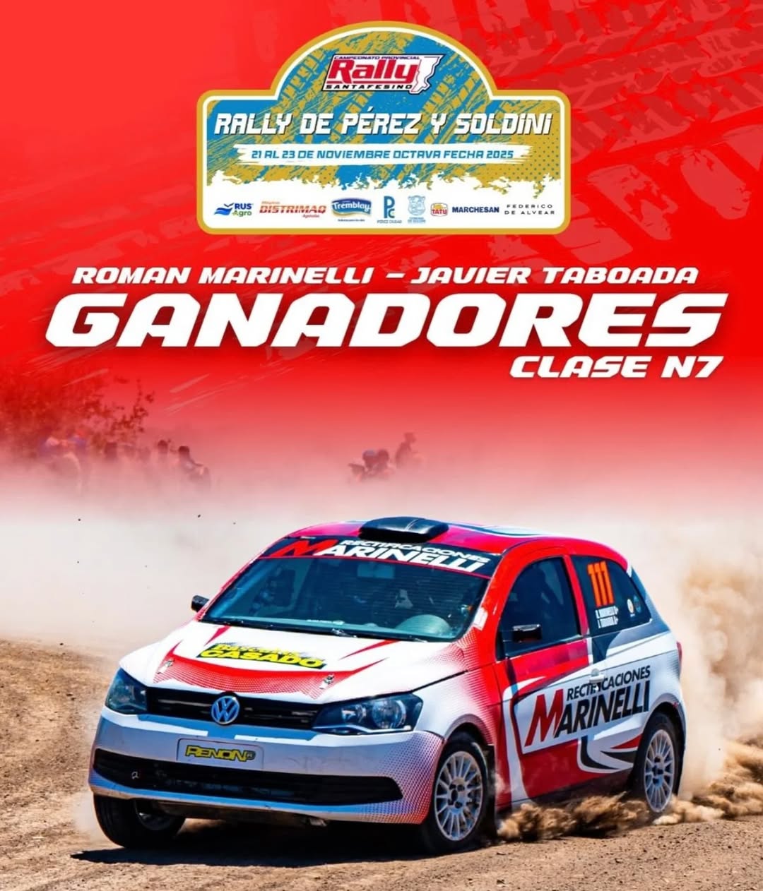 Estos son los ganadores del Rally de Pérez y Soldini en las distintas clases 🏁🔥 Mención especial para Jorge Fontana y ...