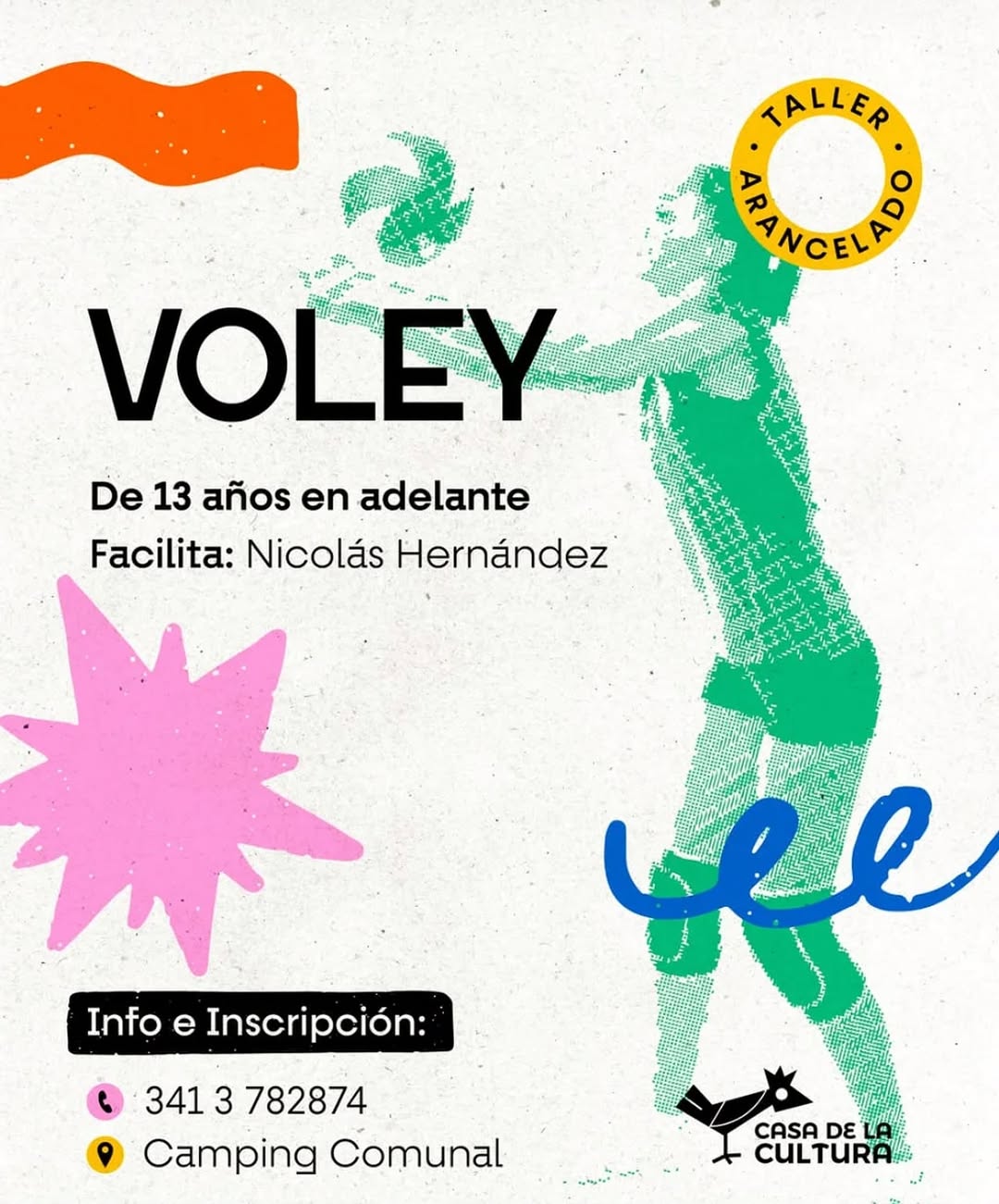 Voley en el camping para mayores de 13 años Lunes de 19.15 a 20.15 hs 🏐