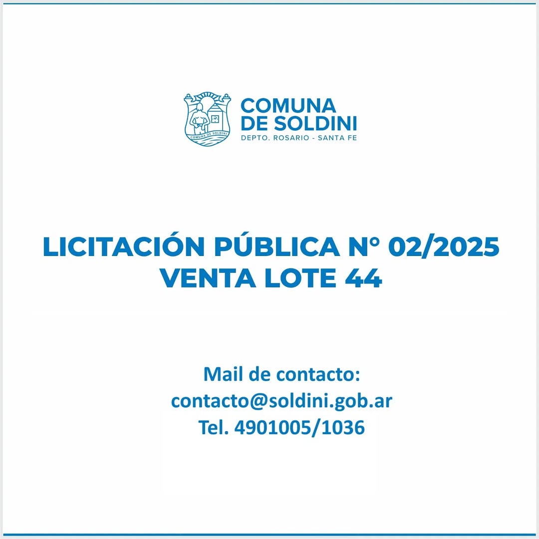 Licitación Pública Par más información ingresá al link 👇🏻 www.soldini.gob.ar/index.php?pagina=detalle&idp=1021
