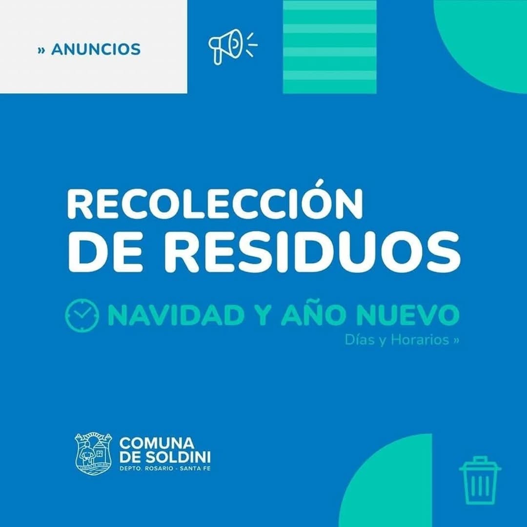 Fiestas de Navidad 🤶🏻🦌🛷 Importante: Cronograma de días y horarios de RECOLECCIÓN DE RESIDUOS 🚮