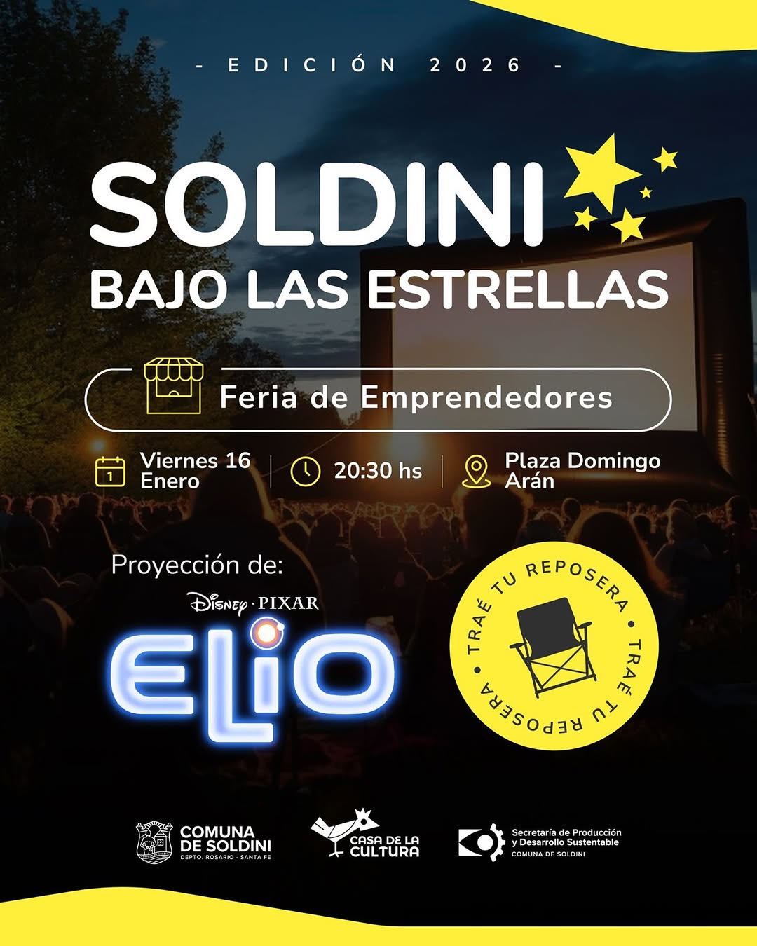 Este viernes te esperamos para disfrutar de las clásicas noches de enero en nuestra plaza 🎬 Traer reposera 😉